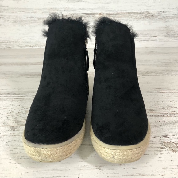 NALHO Taj Yoga Mat Faux Suede Fur Lined Espadrille Ankle Boots Black 10 - Picture 3 of 10